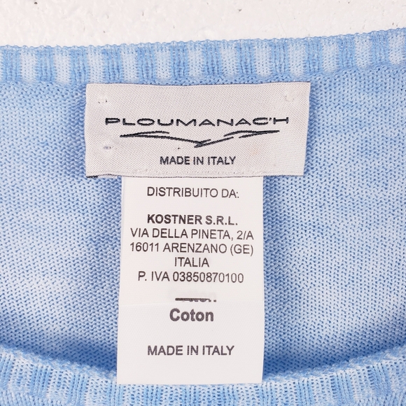 Ploumanac'h Blue Long Sleeve Lightweight‎ Sweater Boat Neck Ribbed Size Large - Picture 6 of 7